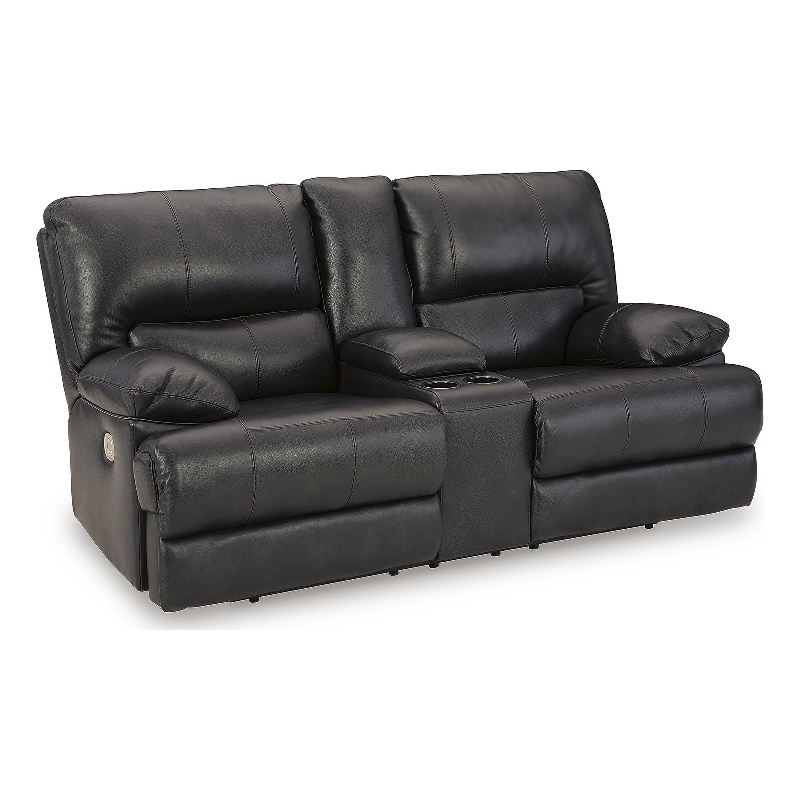 Pemberly Row 2-Piece Black Leather Power Reclining Sofa & Loveseat Set