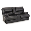 Pemberly Row 2-Piece Black Leather Power Reclining Sofa & Loveseat Set