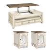 Pemberly Row 3-Piece Set of Mirrored End Tables & Lift-Top Coffee Table