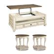 Pemberly Row 3-Piece Set of Coffee Table & End Tables in White & Brown