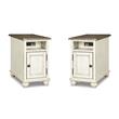 Pemberly Row Set of 2 Wood End Tables in Chipped White and Brown