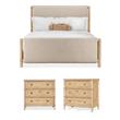 Pemberly Row Bedroom Set of 2 Nightstands & Queen Bed in Beige