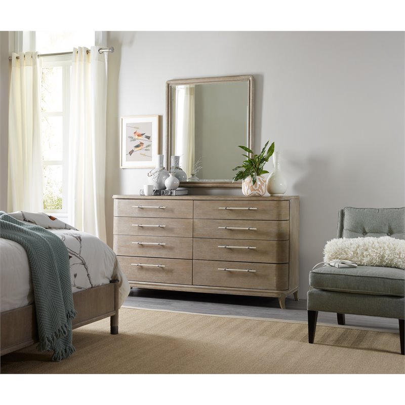 Pemberly Row Bedroom Set of Dresser, 2 Nightstands, & King Upholstered Bed