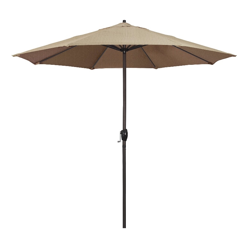 Pemberly Row Aluminum Pole Aluminum Ribs Auto Tilt Crank Lift 9' Patio Umbrella