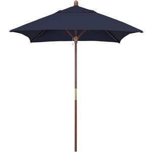 Pemberly Row Square Hardwood Frame 6' Patio Umbrella in Navy Blue Fabric