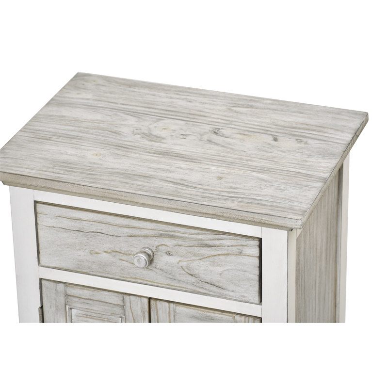 Pemberly Row 2-Door Wood Nightstand with Drawer in Gray/White