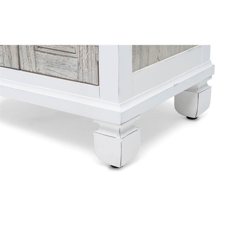 Pemberly Row 2-Door Wood Nightstand with Drawer in Gray/White