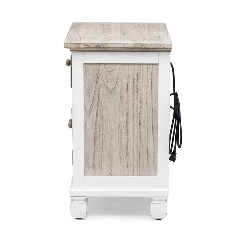 Pemberly Row 2-Door Wood Nightstand with Drawer in Gray/White