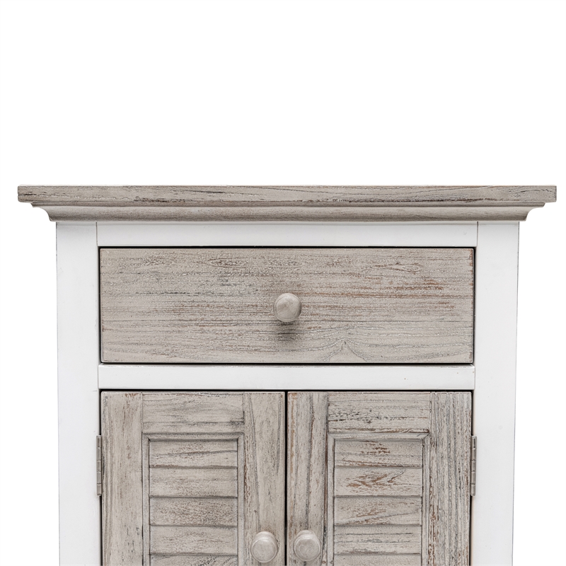 Pemberly Row 2-Door Wood Nightstand with Drawer in Gray/White