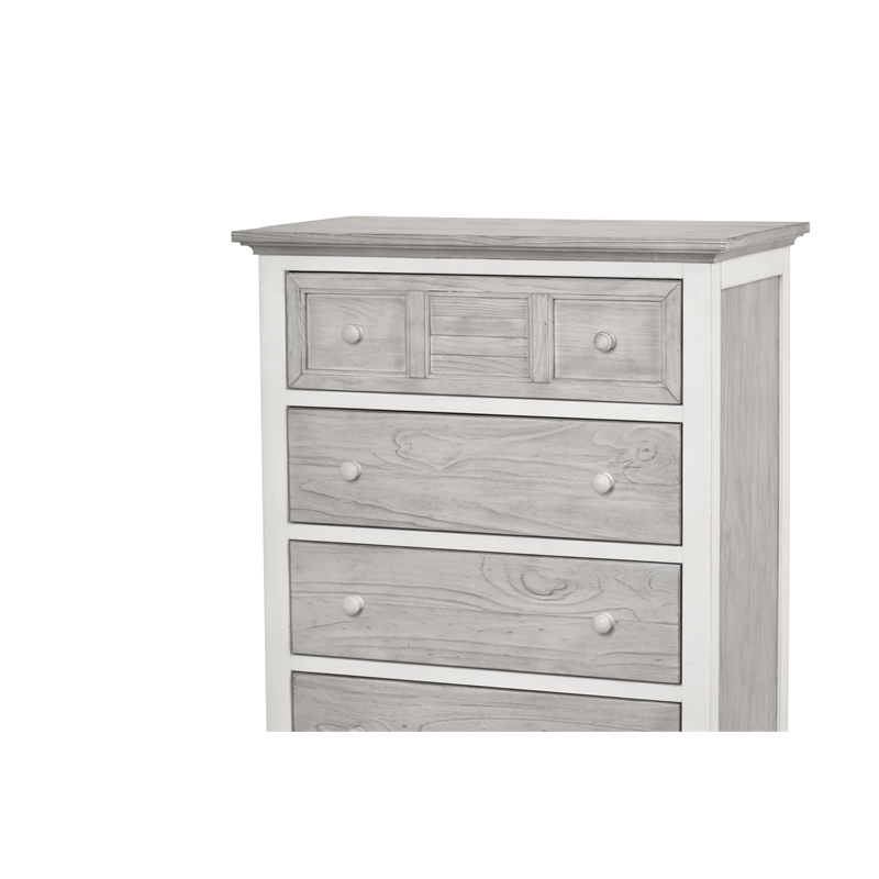 Pemberly Row Contemporary Wood Chest with 5-Drawers in Gray/White