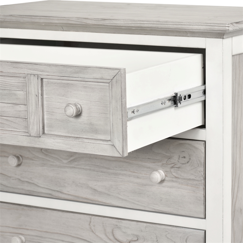 Pemberly Row Contemporary Wood Chest with 5-Drawers in Gray/White