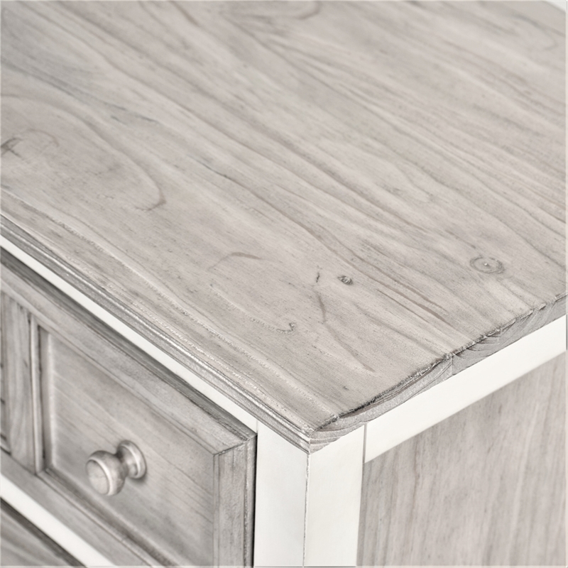 Pemberly Row Contemporary Wood Chest with 5-Drawers in Gray/White