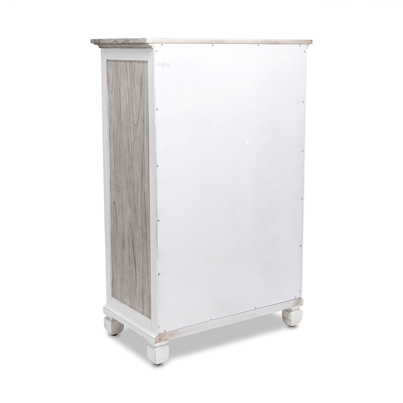 Pemberly Row Contemporary Wood Chest with 5-Drawers in Gray/White