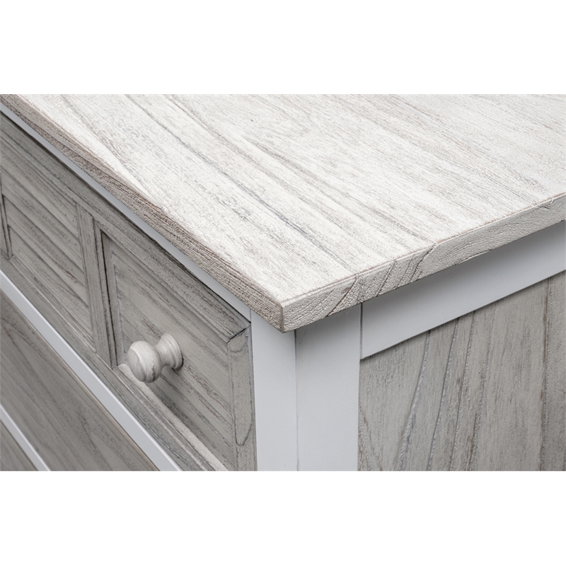 Pemberly Row Contemporary Wood Chest with 5-Drawers in Gray/White