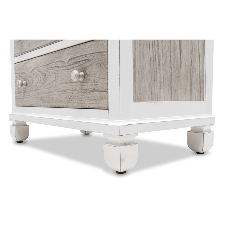 Pemberly Row Contemporary Wood Chest with 5-Drawers in Gray/White