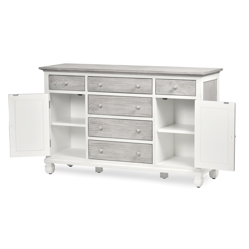 Pemberly Row Contemporary Wood Dresser with 6-Drawers in Gray/White