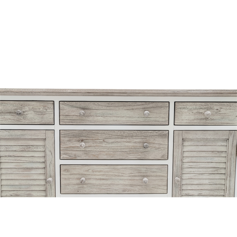 Pemberly Row Contemporary Wood Dresser with 6-Drawers in Gray/White