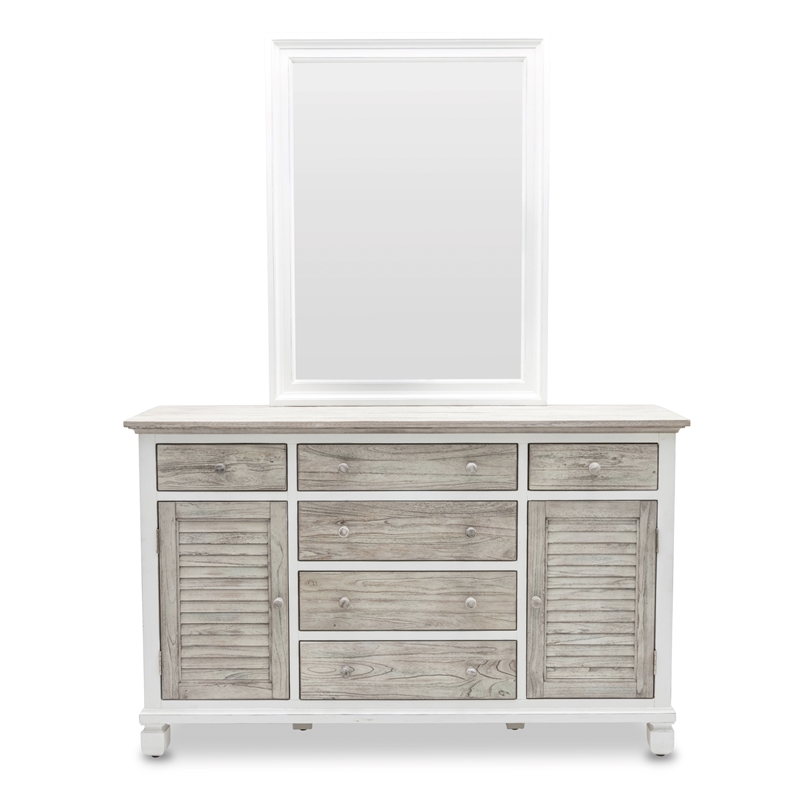 Pemberly Row Contemporary Wood Dresser with 6-Drawers in Gray/White