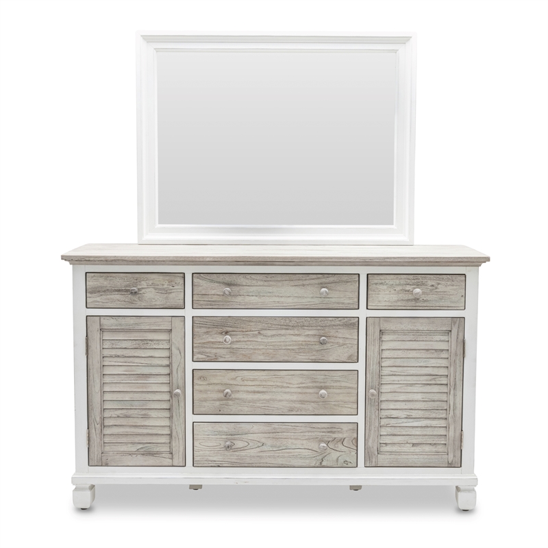 Pemberly Row Contemporary Wood Dresser with 6-Drawers in Gray/White