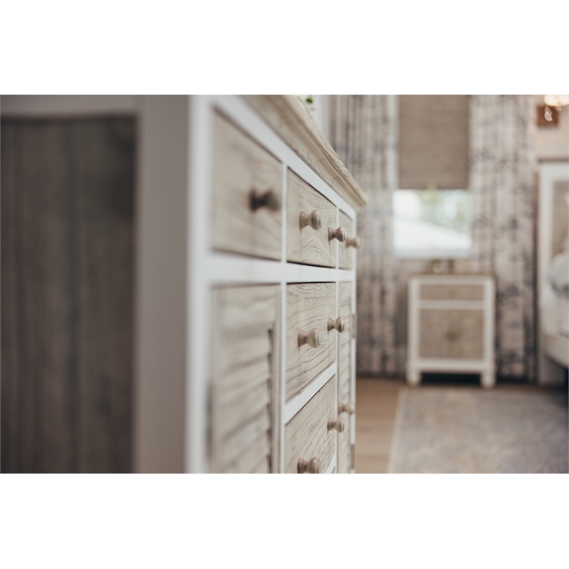 Pemberly Row Contemporary Wood Dresser with 6-Drawers in Gray/White