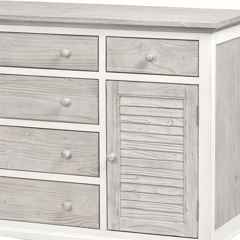 Pemberly Row Contemporary Wood Dresser with 6-Drawers in Gray/White