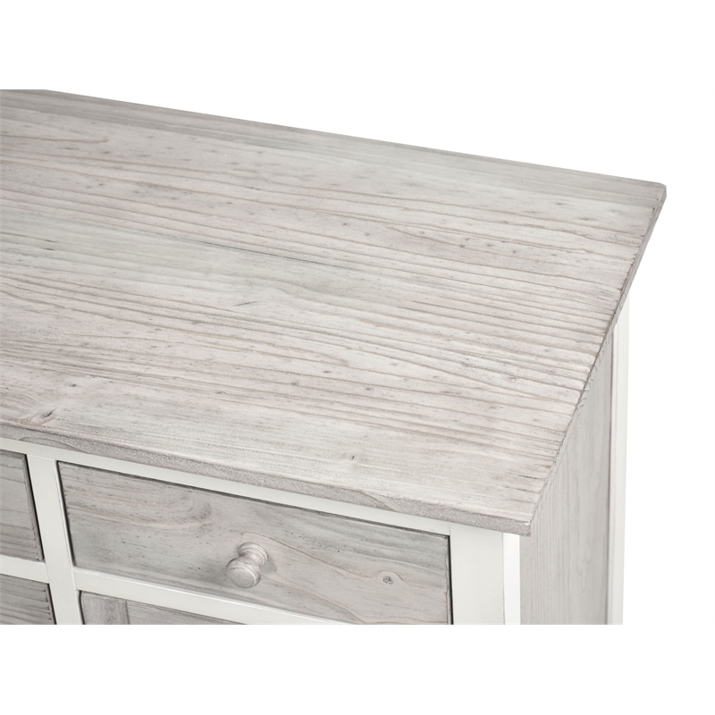 Pemberly Row Contemporary Wood Dresser with 6-Drawers in Gray/White