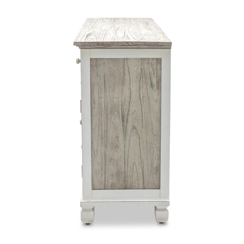Pemberly Row Contemporary Wood Dresser with 6-Drawers in Gray/White