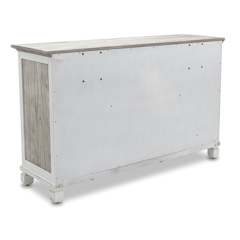 Pemberly Row Contemporary Wood Dresser with 6-Drawers in Gray/White