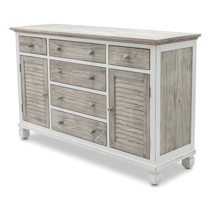 Pemberly Row Contemporary Wood Dresser with 6-Drawers in Gray/White