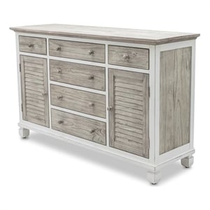 Pemberly Row Contemporary Wood Dresser with 6-Drawers in Gray/White