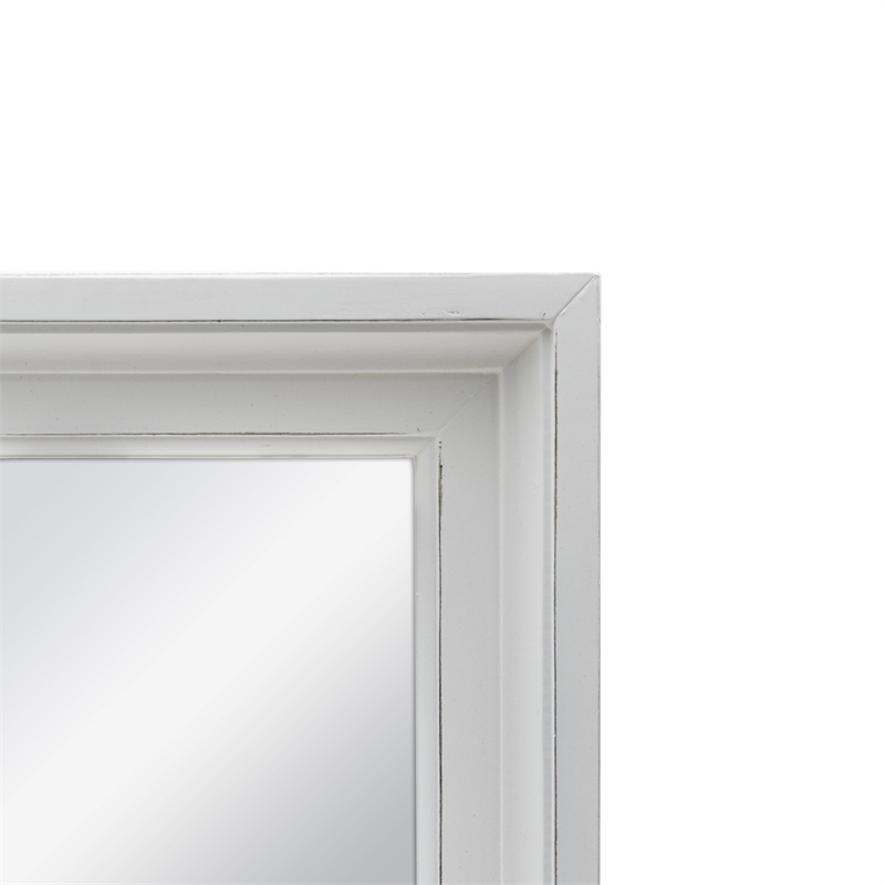 Pemberly Row Contemporary Rectangle Modern Coastal Wood Mirror in White