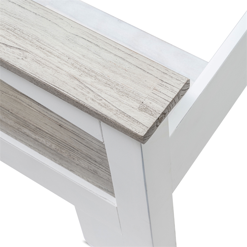 Pemberly Row Contemporary Modern Coastal Wood Queen Bed in Gray/White