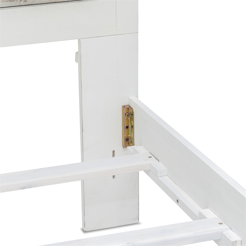 Pemberly Row Contemporary Modern Coastal Wood Queen Bed in Gray/White