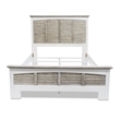 Pemberly Row Contemporary Modern Coastal Wood Queen Bed in Gray/White