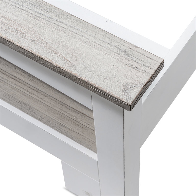 Pemberly Row Contemporary Modern Coastal Wood King Bed in Gray/White