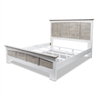 Pemberly Row Contemporary Modern Coastal Wood King Bed in Gray/White
