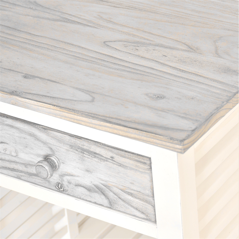 Pemberly Row Contemporary Wood End Table with Drawer in Gray/White