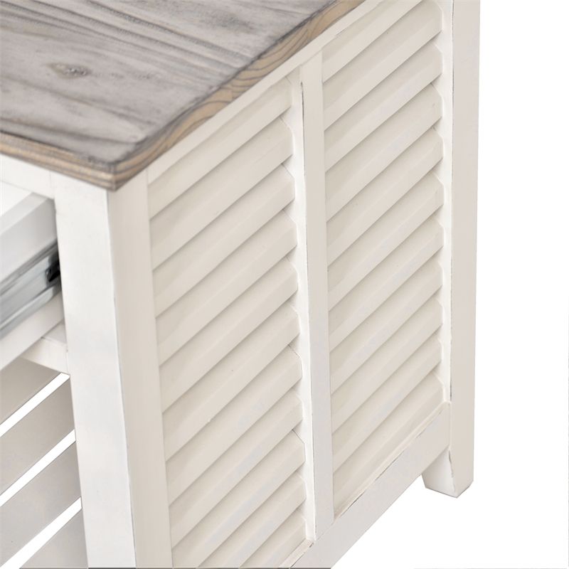 Pemberly Row Contemporary Wood End Table with Drawer in Gray/White