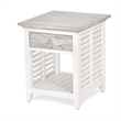 Pemberly Row Contemporary Wood End Table with Drawer in Gray/White