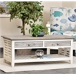 Pemberly Row Contemporary Wood Coffee Table with Drawers in Gray/White