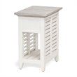 Pemberly Row Contemporary Wood Chairside Table with Drawer in Gray/White
