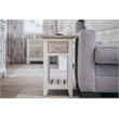 Pemberly Row Contemporary Wood Chairside Table with Drawer in Gray/White
