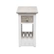 Pemberly Row Contemporary Wood Chairside Table with Drawer in Gray/White