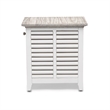 Pemberly Row Contemporary Wood Chairside Table with Drawer in Gray/White