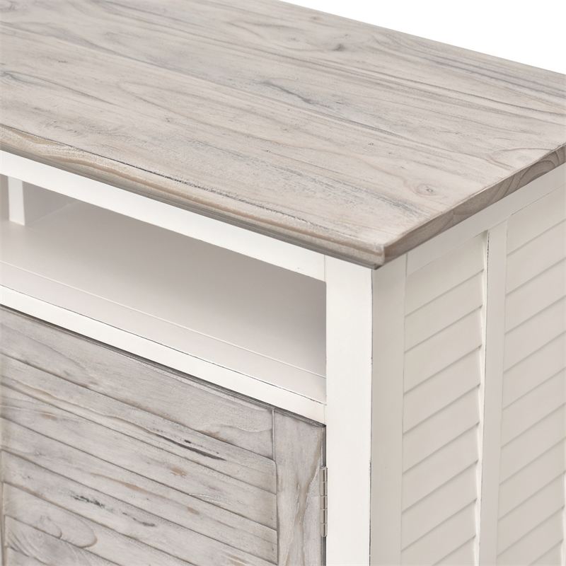 Pemberly Row Contemporary 2-Door Wood Entertainment Center in Gray/White