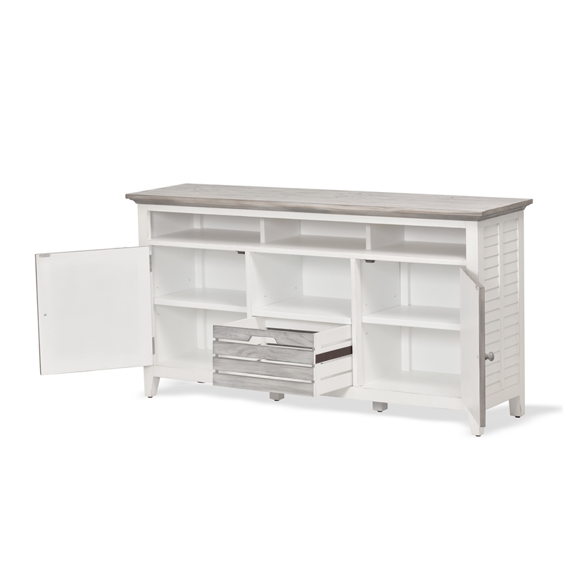 Pemberly Row Contemporary 2-Door Wood Entertainment Center in Gray/White