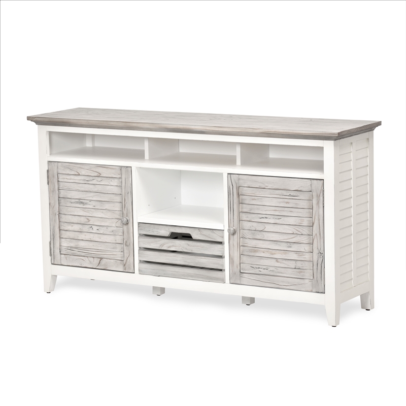 Pemberly Row Contemporary 2-Door Wood Entertainment Center in Gray/White