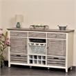 Pemberly Row Contemporary Wood Sideboard with Wine Rack in Gray/White
