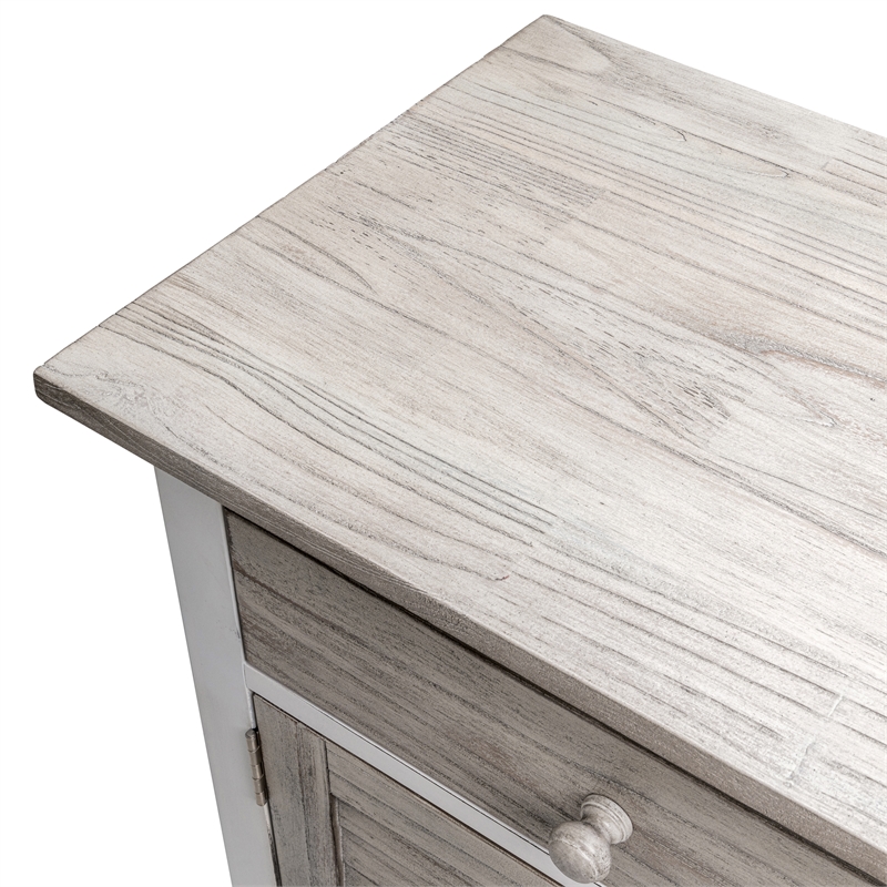 Pemberly Row Contemporary Wood Sideboard with Wine Rack in Gray/White