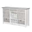 Pemberly Row Contemporary Wood Sideboard with Wine Rack in Gray/White